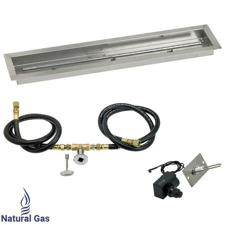 AMERICAN FIREGLASS 36 X 6 In. Linear Stainless Steel Drop-In Fire Pit Pan With Spark Ignition Kit - Natural Gas SS-LCBKIT-N-36